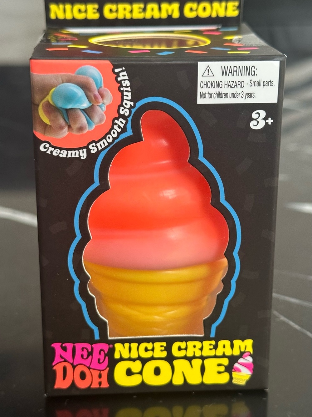 Schylling authentic Needoh Nice Cream Cone Squishy Toy - Pink & Yellow